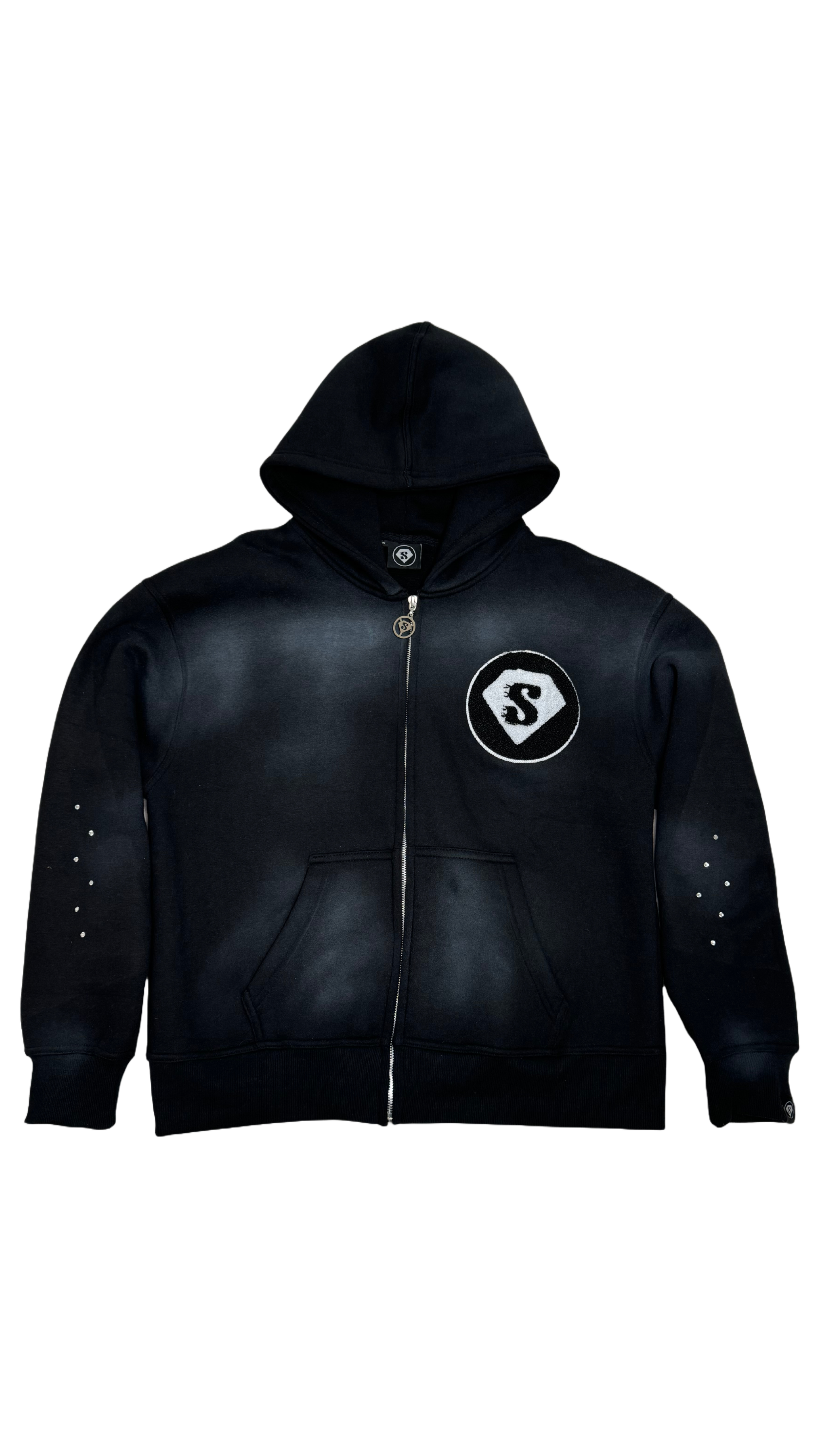 VVSCHAINZ Diamond Zip Hoodie – Black